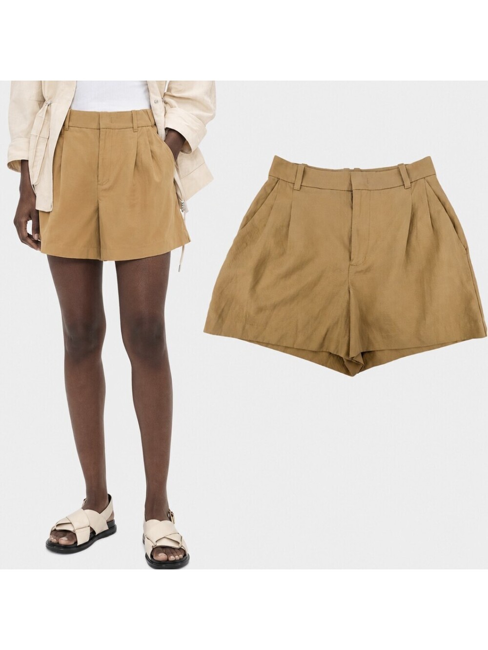 Madewell Harlow Pleated Linen Blend Shorts 4